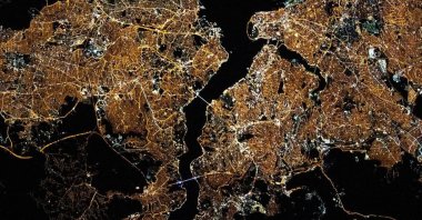 A night view of Turkey's Istanbul, taken from the International Space Station (ISS) orbiting around Earth, shows the city glowing with lights, May 10, 2021. (NASA via DHA)