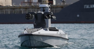 The AUSV craft equipped with Roketsan missiles is seen in the Mediterranean Sea off Antalya, southern Turkey, May 8, 2021. (AA Photo)