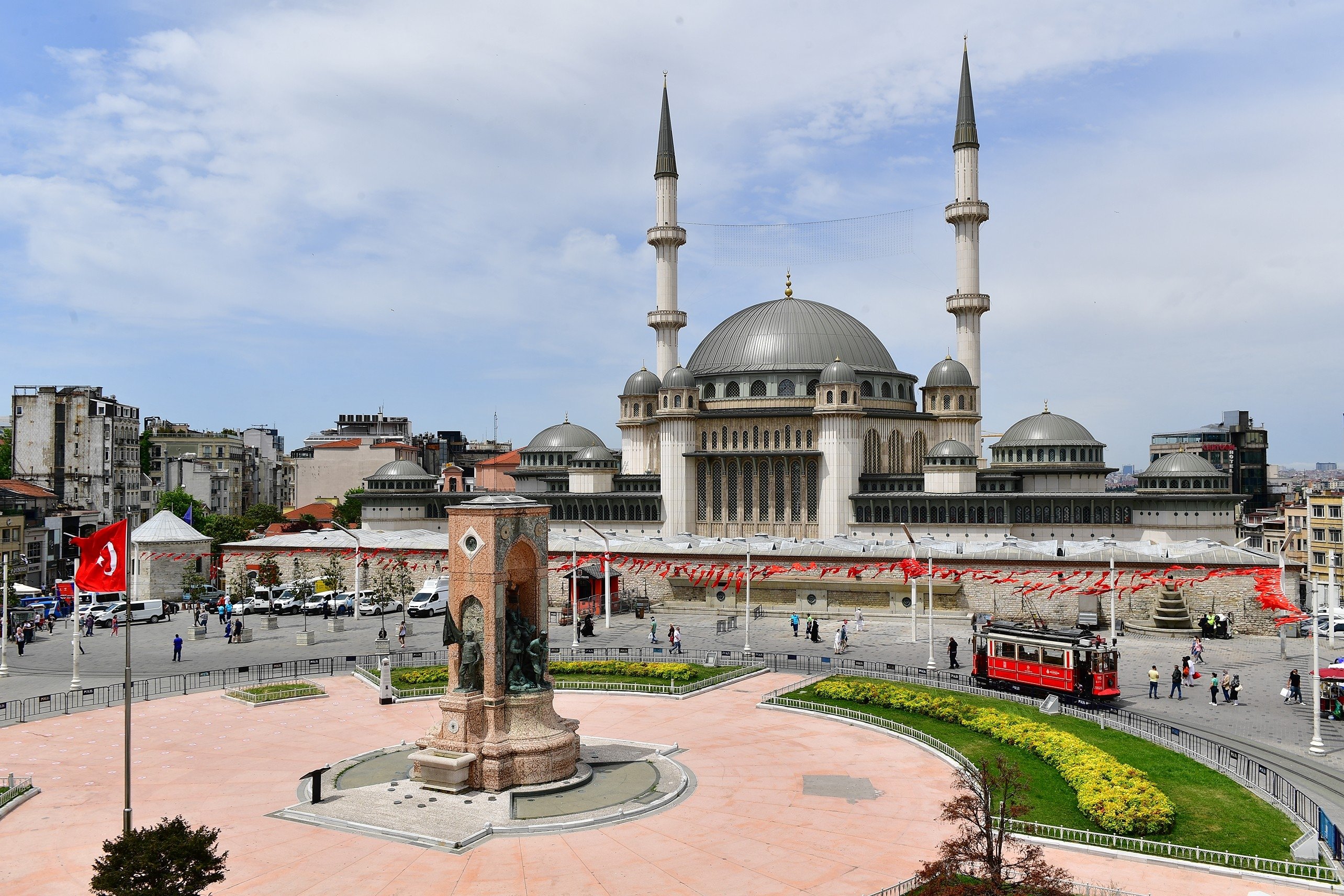 Taksim Mosque looks over its namesake square, in Istanbul, Turkey, May 27, 2021. (IHA Photo)