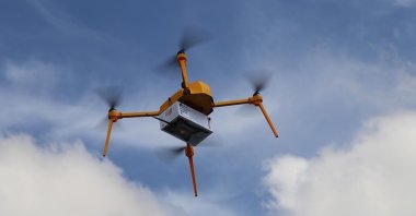 A drone carrying a payload and operated by Turkey's state-run postal service PTT seen in the photo provided on May 29, 2021. (AA Photo)