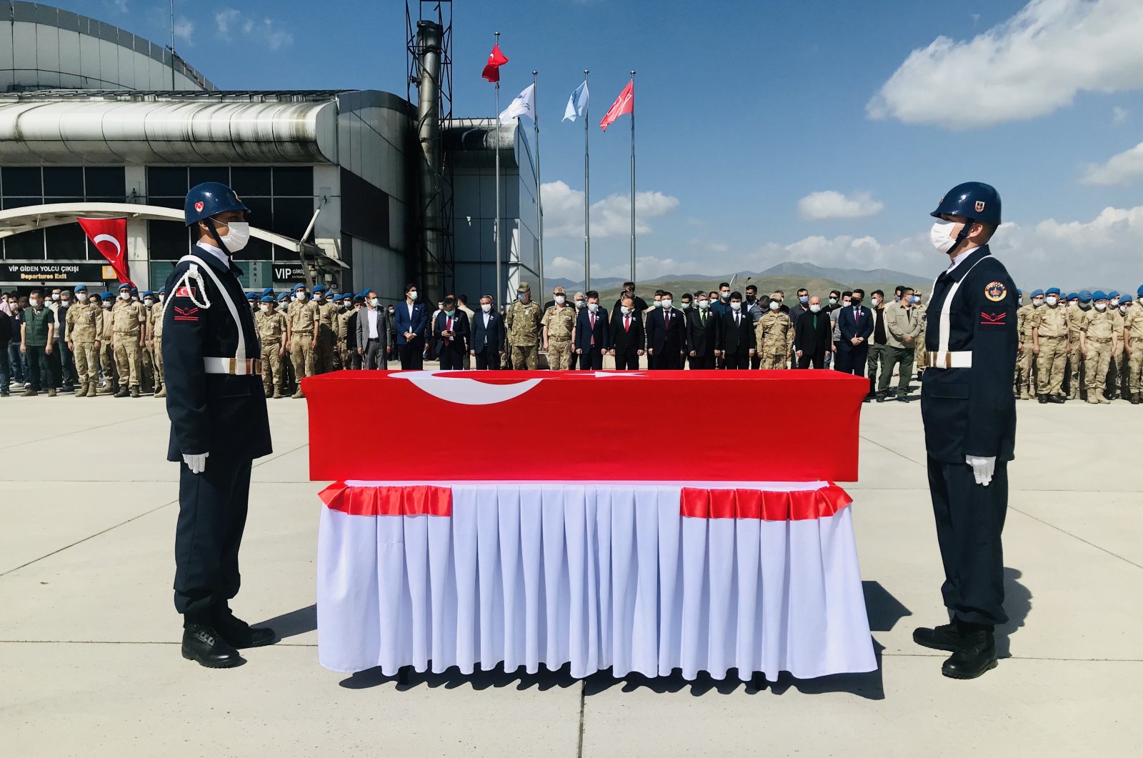 Members of the Turkish Armed Forces (TSK) conduct a ceremony for the soldier killed during Operation Eren-15, Ankara, Turkey, May 30, 2021. (IHA Photo)