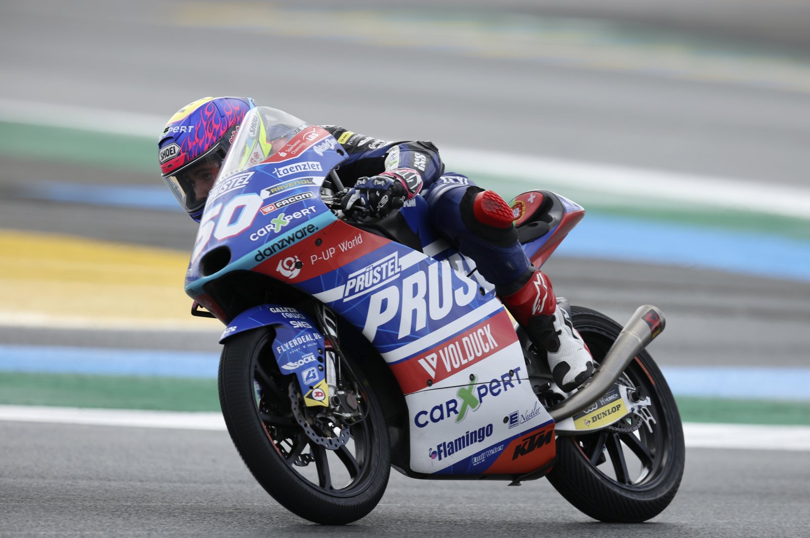Moto3 rider Jason Dupasquier of Switzerland steers his motorcycle during the French Motorcycle Grand Prix in Le Mans, France, May 16, 2021. (AP Photo)