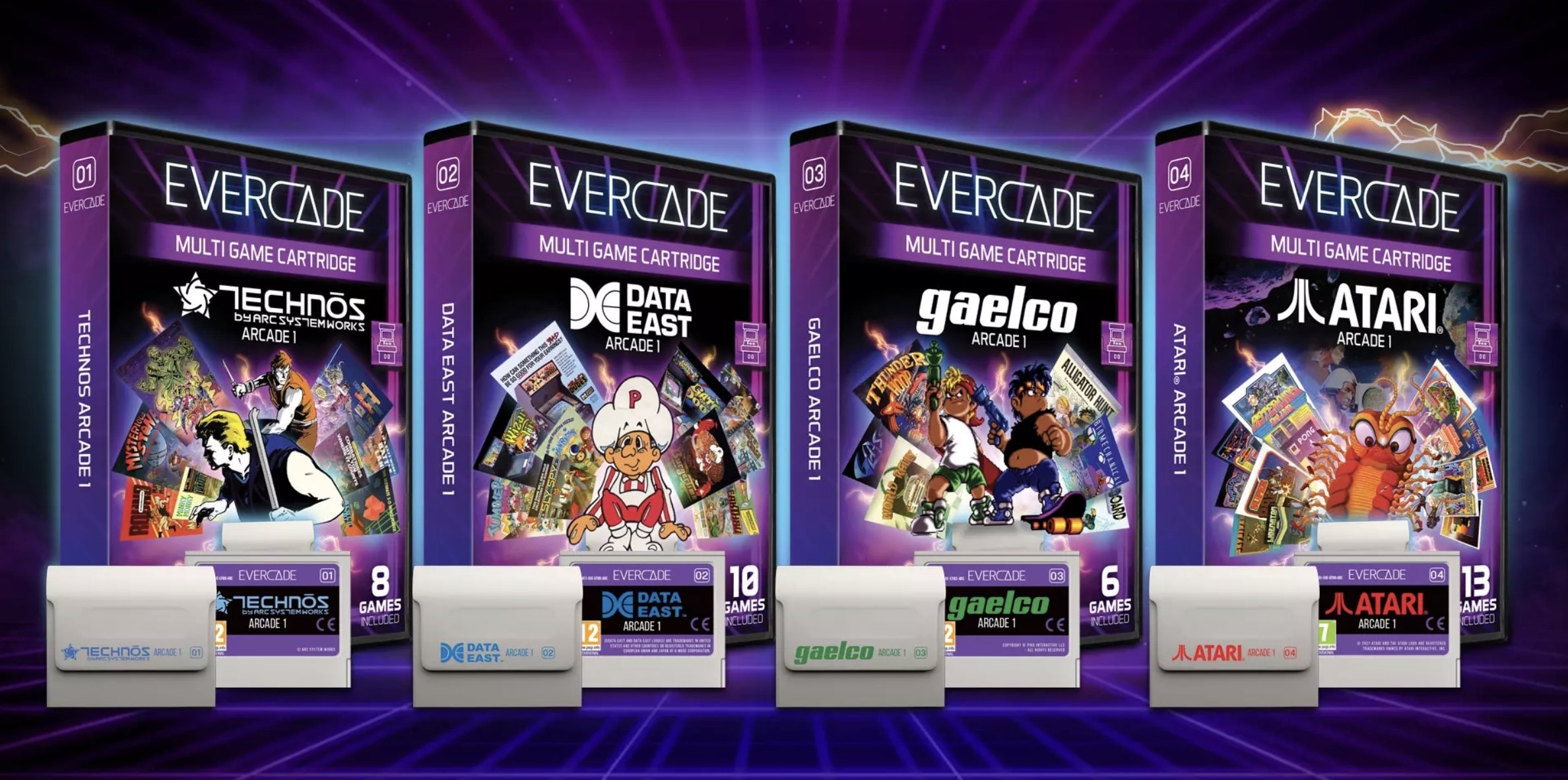 Oyun setleri, Evercade'nin tescilli kartuşlarında ayrı olarak satılır.  (Blaze Entertainment'ın izniyle)