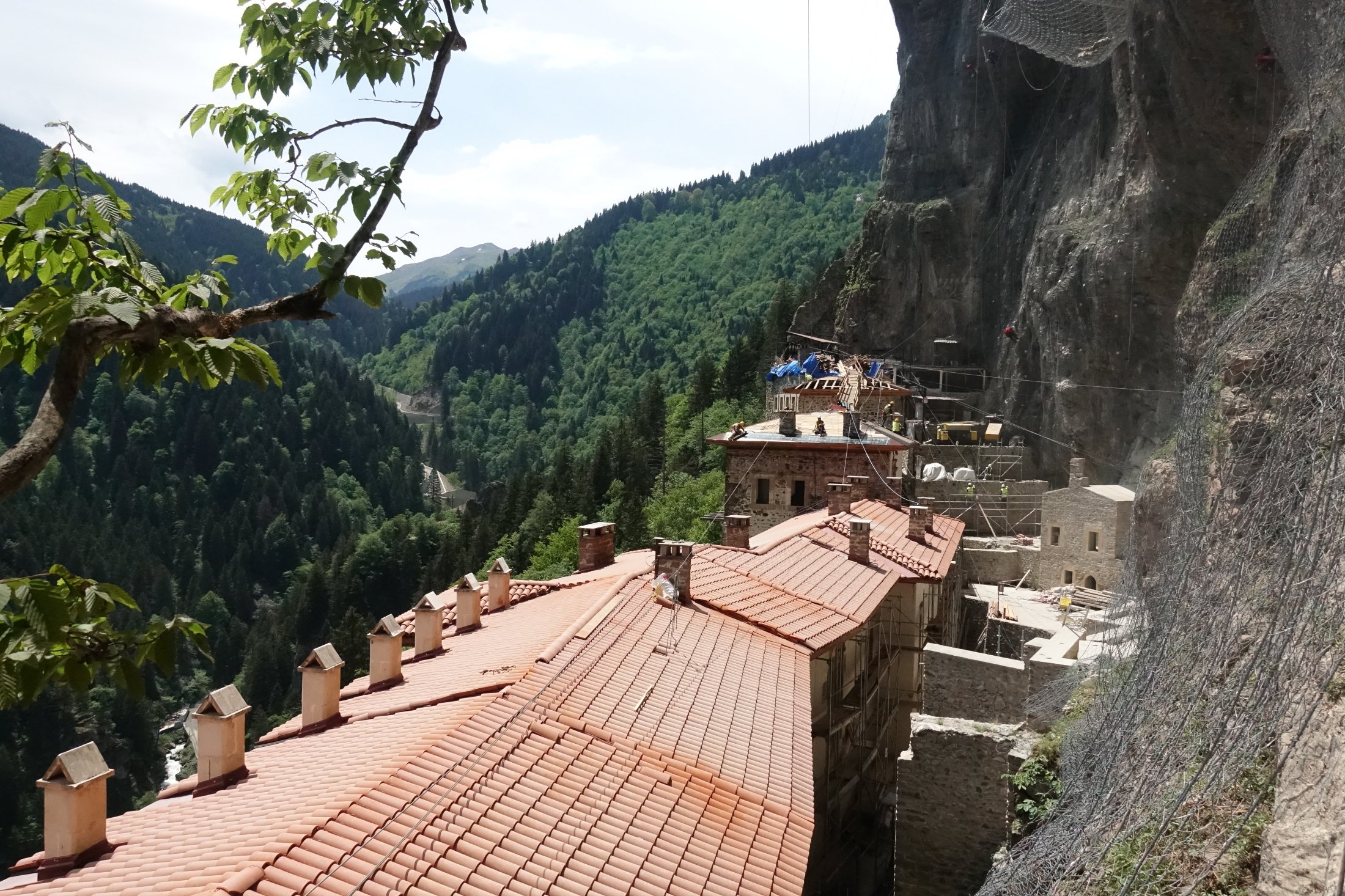 The Sümela Monastery can be seen 300 meters above the valley on the side of a mountain in Trabzon, Turkey, May 30, 2021. (AA Photo)