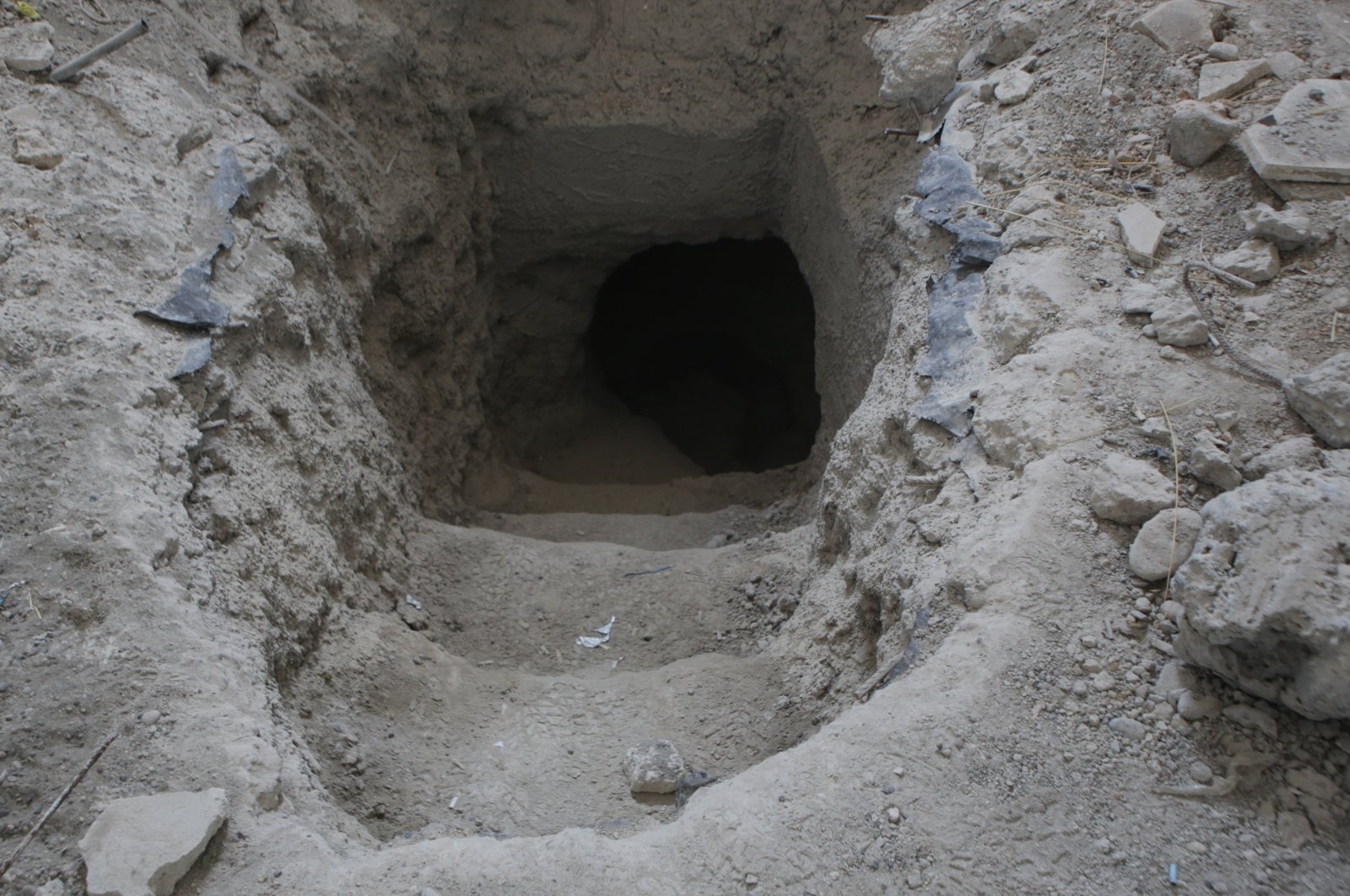 An undated photo shows the YPG/PKK tunnel on the Turkish-Syrian border. (AA File Photo)