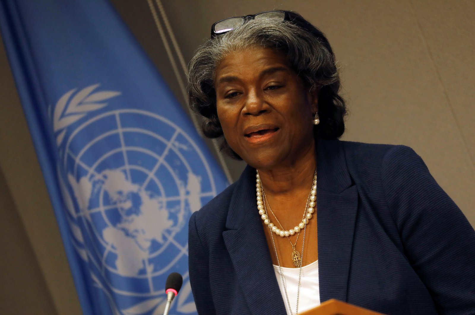 New U.S. Ambassador to the United Nations Linda Thomas-Greenfield holds a news conference to mark the start of the U.S. presidency of the U.N. Security Council for March, at the U.N. headquarters in New York, U.S., March 1, 2021. (Reuters Photo)