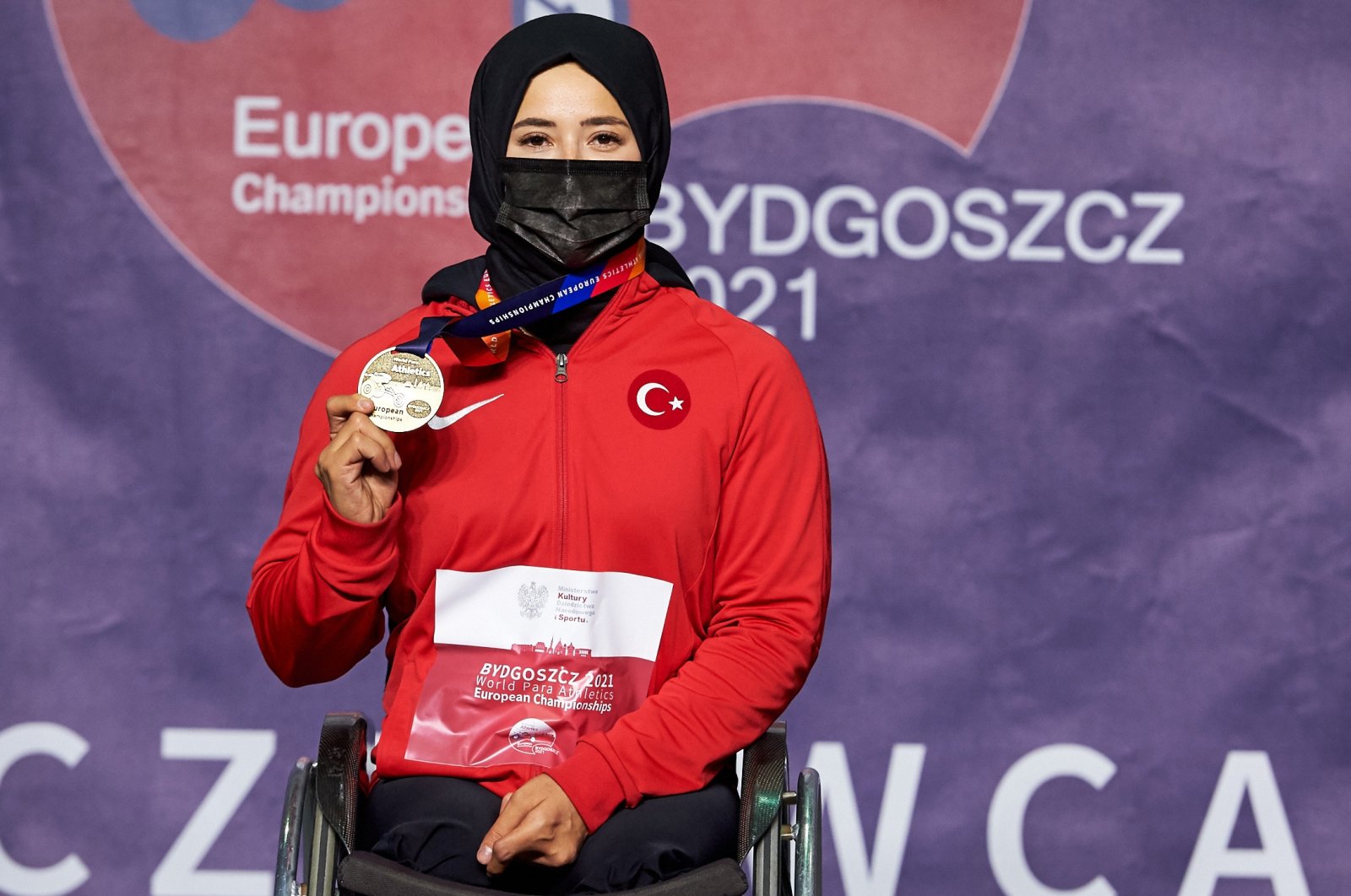 Turkish para-athlete Zübeyde Süpürgeci after winning gold at the Para Athletics European Championship, Bydgoszcz, Poland, June 1, 2021.