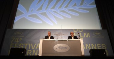 Cannes film festival general delegate Thierry Fremaux (L) and French director of the Cannes film festival Pierre Lescure attend a press conference to announce the official selection of the 74th Cannes Film Festival, Paris, France, June 3, 2021. (AFP Photo)