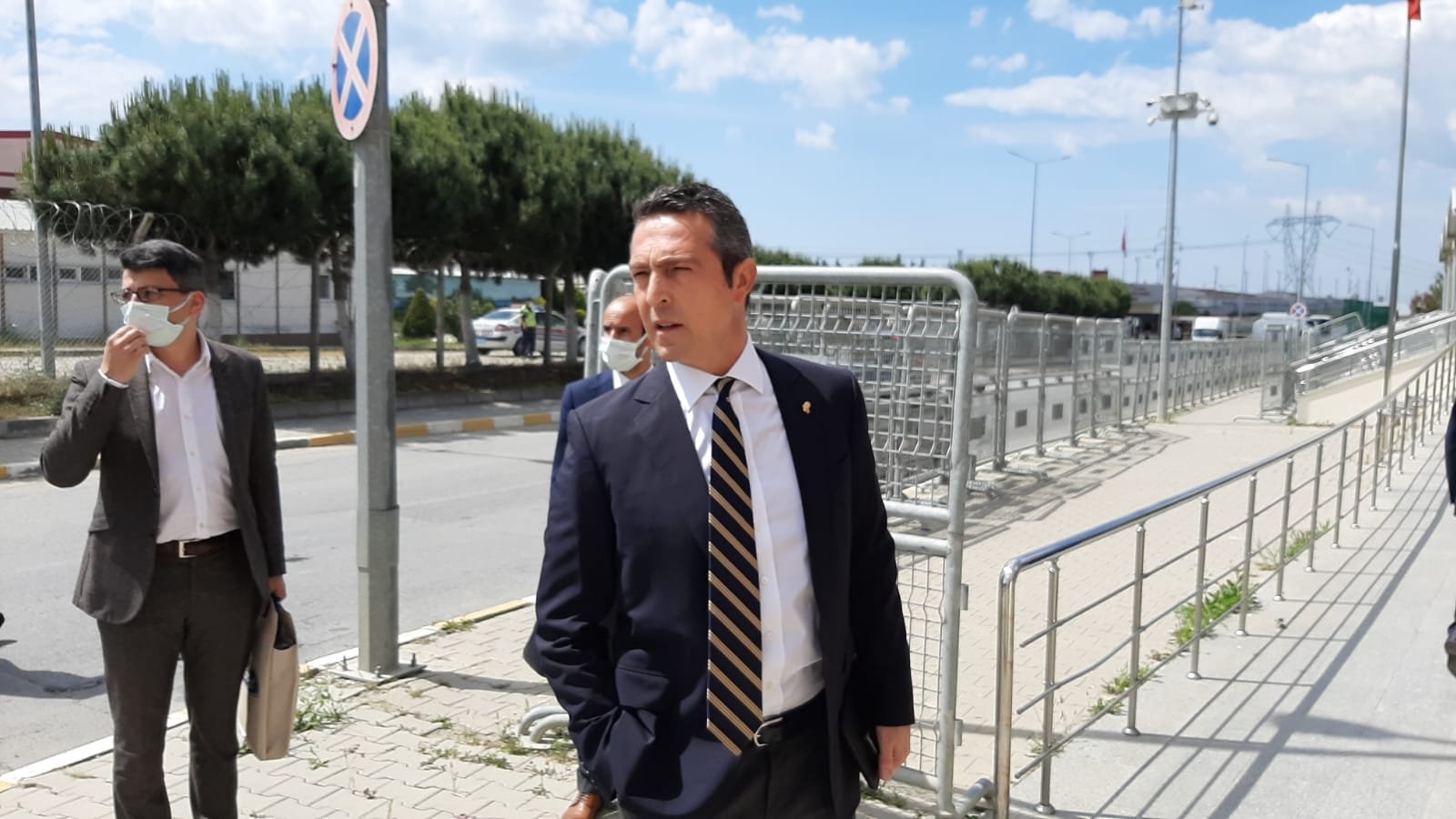 Fenerbahçe Chairperson Ali Koç arrives at the courthouse to watch the trial, in Istanbul, Turkey, June 4, 2021. (DHA PHOTO)