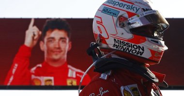 Ferrari's Charles Leclerc after qualifying in pole position in the Azerbaijan Grand Prix, Baku City Circuit, Baku, Azerbaijan, June 5, 2021. (Reuters Photo)