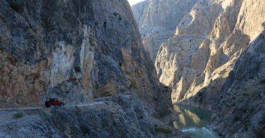 A jeep travels along the Stone Road, in Erzincan, eastern Turkey, June 5, 2021. (AA PHOTO) 
