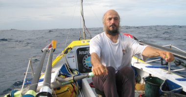 Turkish adventurer Erden Eruç rows his boat in this undated photo made available on June 6, 2021. (AA Photo)