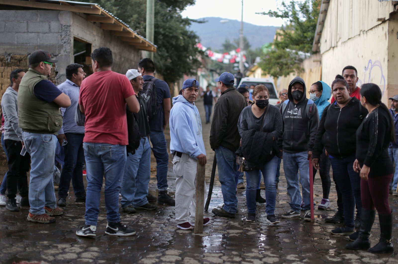 Residents are seen along the street ahead of midterm elections in Nahuatzen, Mexico, June 5, 2021. (Reuters Photo)