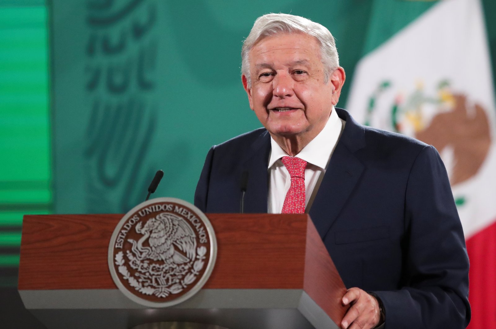 Mexico's President Andres Manuel Lopez Obrador attends a news conference on the results of the midterm election, at the National Palace in Mexico City, Mexico June 7, 2021. (Reuters Photo)