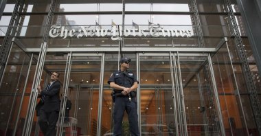 A police officer stands outside The New York Times building in New York, Wednesday, June 2, 2021, the U.S. (AP / Mary Altaffer)