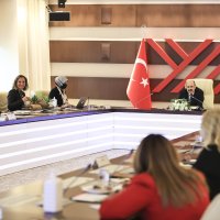 Female rectors attend a meeting with the Council of Higher Education (YÖK) president, Yekta Saraç, in the capital Ankara, Turkey, June 9, 2021. (AA PHOTO)