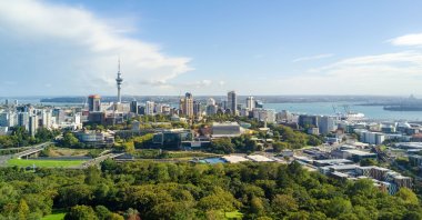 Blue sky breaks through the clouds over Auckland, New Zealand. (Shutterstock Photo)