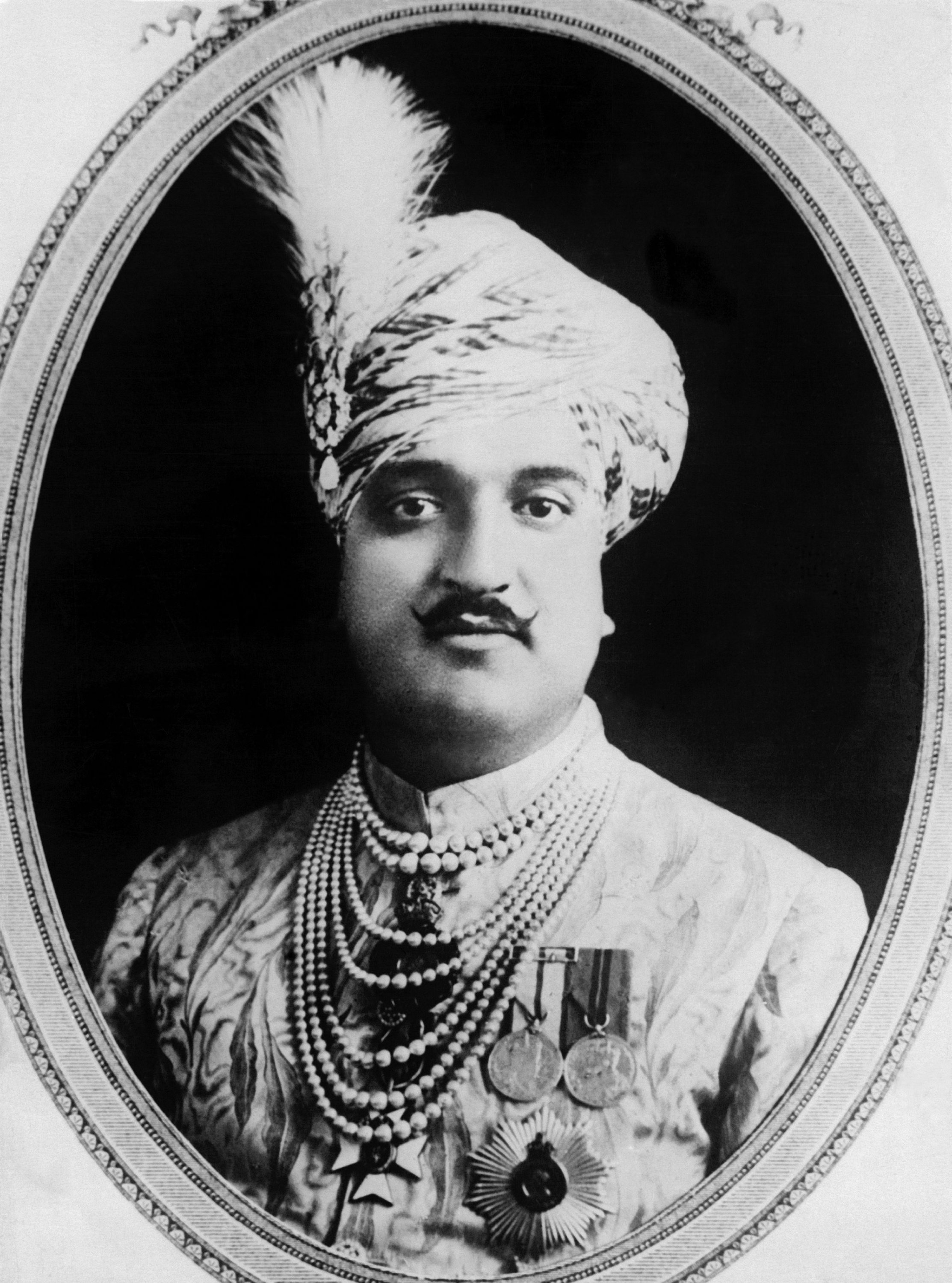 A portrait of Maharaja Hari Singh, the last ruling maharaja of the princely state of Jammu and Kashmir in the British Raj and later India. (Photo by Getty Images)