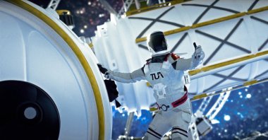 A logo of the Turkish Space Agency is seen on an astronaut in this illustration photo, Feb. 10, 2021. (Courtesy of Turkish Space Agency)