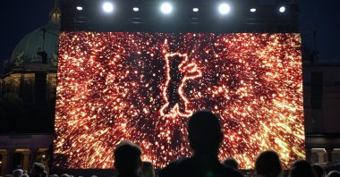 The Berlinale Summer Special film festival starts with an open air screening at Berlin's Museum Island in Berlin, Germany, June 9, 2021. (AP Photo)