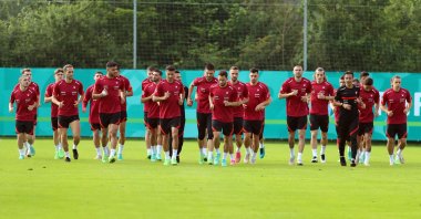 The Turkish national football team attends a practice session in Harsewinkel, northwest Germany, June 9, 2021. (DHA Photo)
