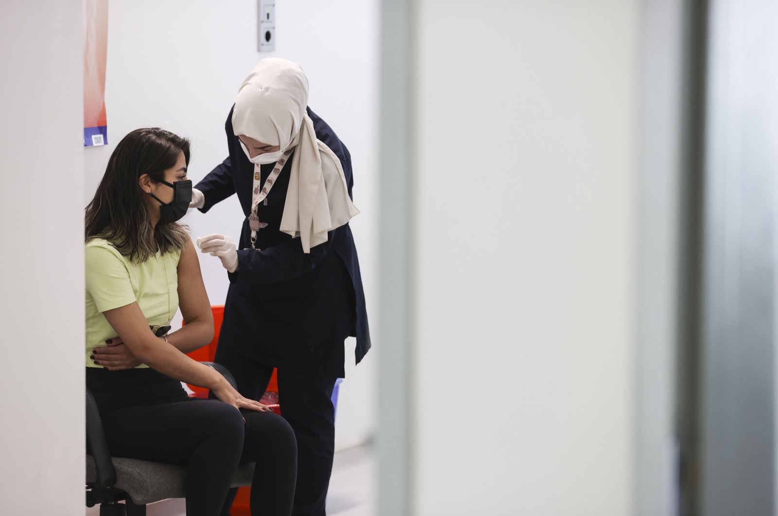A woman gets vaccinated at Ankara City Hospital, in the capital, Ankara, Turkey, June 11, 2021. (AA PHOTO)