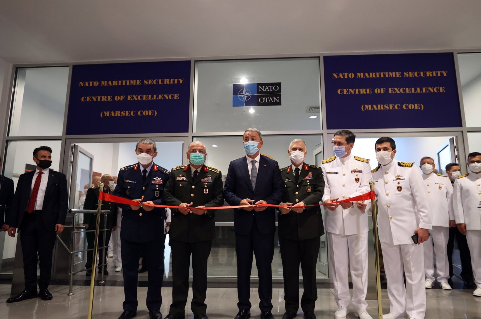 Turkish Defense Minister Hulusi Akar attends the opening ceremony of the NATO Maritime Security Center of Excellence in Istanbul, Turkey, June 11, 2021. (DHA Photo)