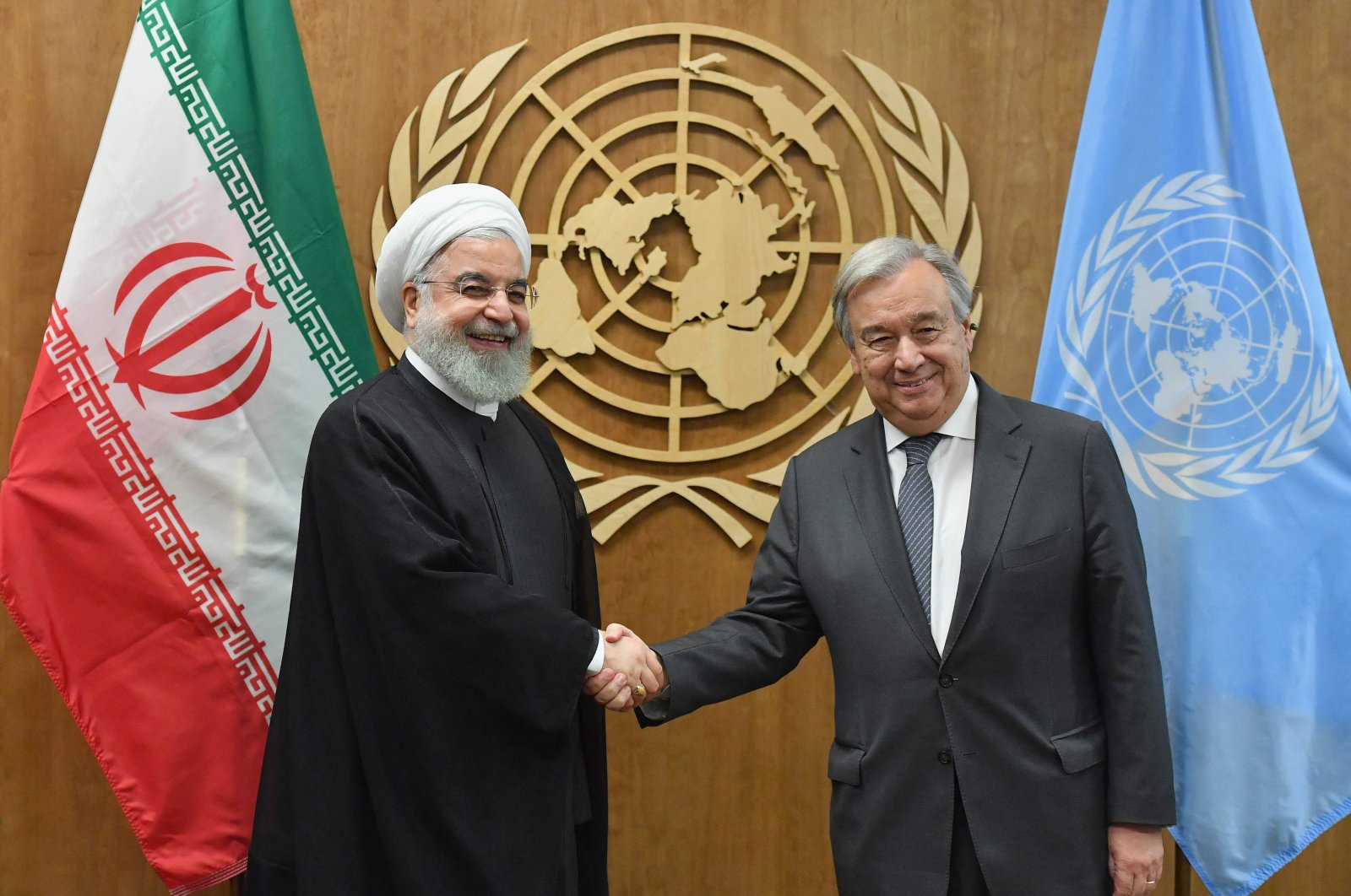 President of Iran Hassan Rouhani meets with United Nations Secretary-General Antonio Guterres at the U.N., New York, the U.S., Sept. 25, 2019. (AFP File Photo)