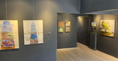 Various pieces of artwork created by Turkish artists are seen in this photo taken on June 13, 2021 (AA Photo)