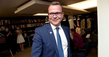 Chairperson of The National Coalition Party Petteri Orpo celebrates winning the municipal elections, Helsinki, Finland, June 13, 2021. (Reuters Photo)