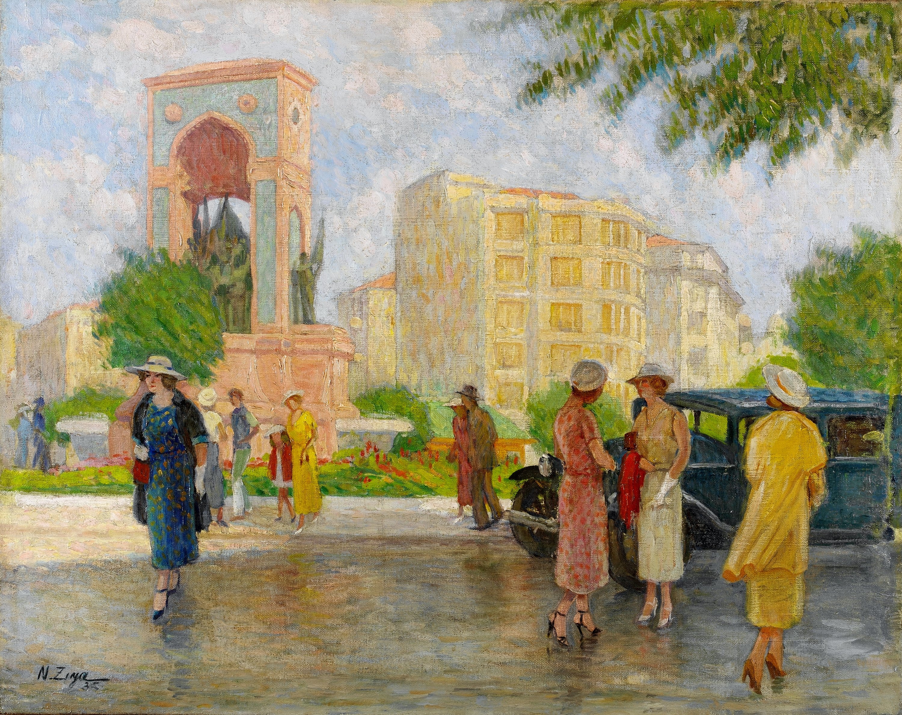 'Taksim Square,' Nazmi Ziya Güran, oil on canvas, 73.5 by 92 centimeters. (Courtesy of SSM) 
