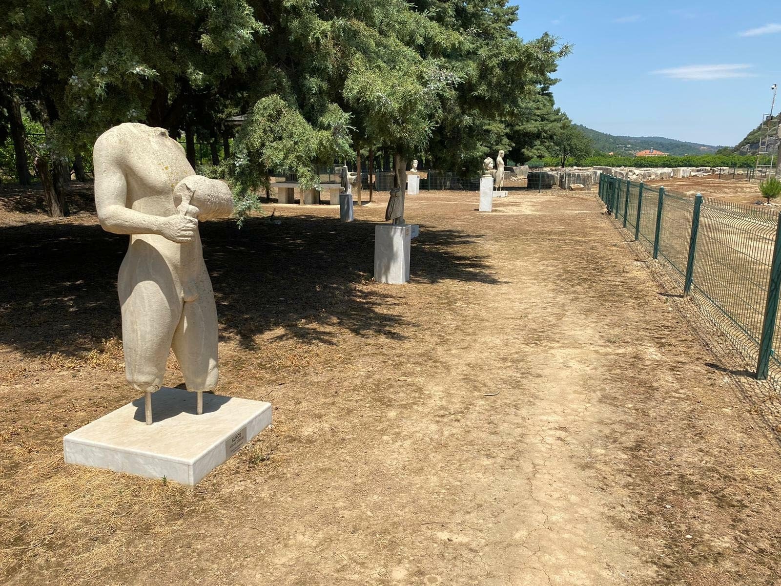 Replicas of the statues unearthed in Claros in the arkeopark of the site, Izmir, western Turkey, June 15, 2021. (DHA Photo)