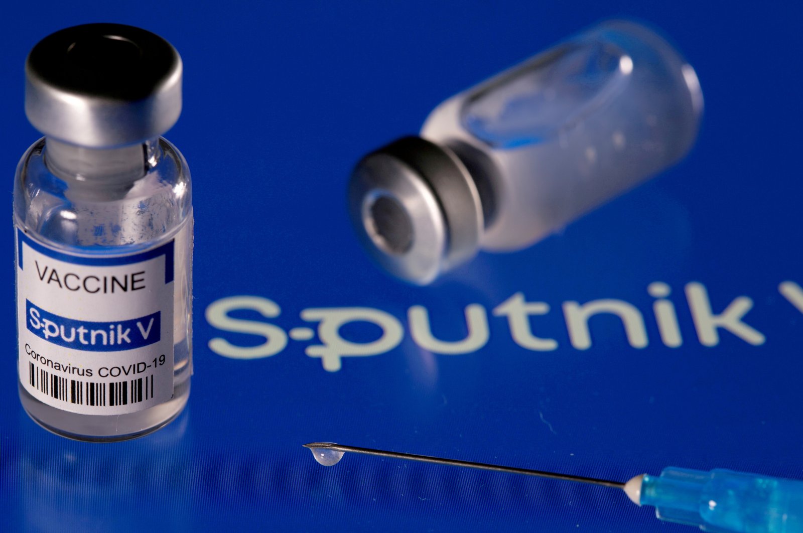 Vials labeled "Sputnik V coronavirus disease (COVID-19) vaccine," March 24, 2021. (Reuters Photo)