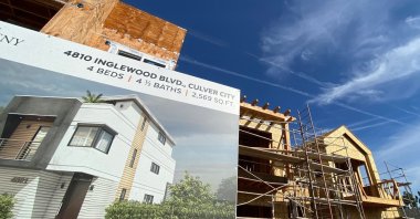 A house under construction is seen in Culver City, Los Angeles, California, Nov. 21, 2020. (AFP File Photo)