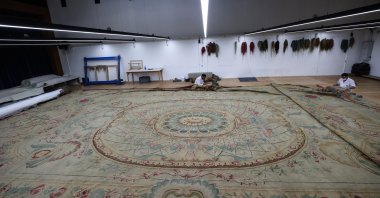 The carpet in the workshop of the Yıldız Şale Mansion, Istanbul, Turkey, June 17, 2021. (AA Photo)
