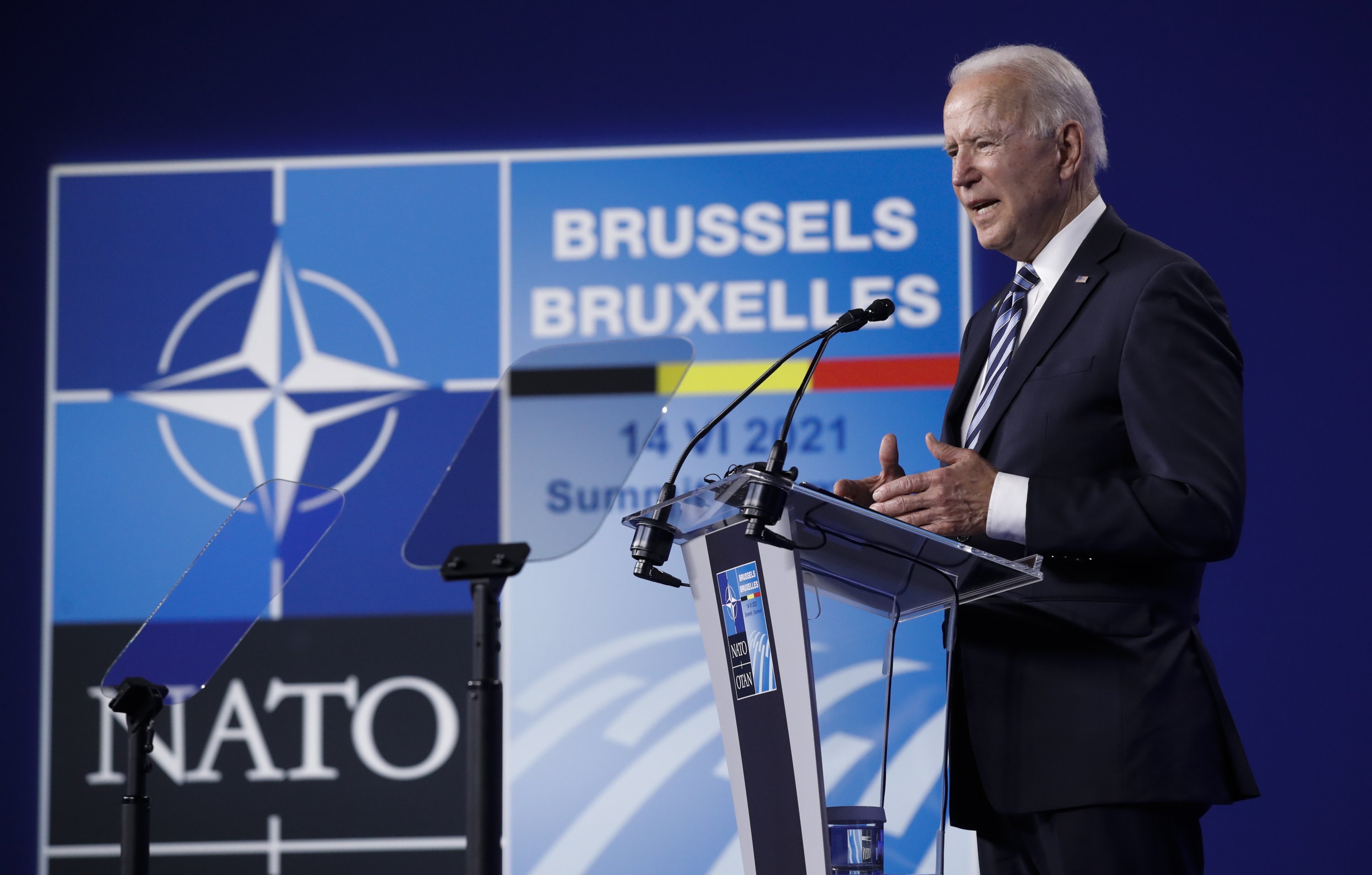 U.S. President Joe Biden gives a press conference during the NATO summit at NATO headquarters in Brussels, Belgium, June 14, 2021. (EPA Photo)