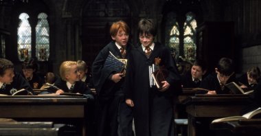 A still shot from "Harry Potter and the Philosopher's Stone" shows Rupert Grint as Ron Weasley (L) and Daniel Radcliffe as Harry Potter. 