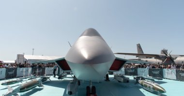 A life-size mock-up of the National Combat Aircraft (MMU) on display during Teknofest held between Sept. 17-22, 2019, at Atatürk Airport, Istanbul, Turkey. (Shutterstock Photo)
