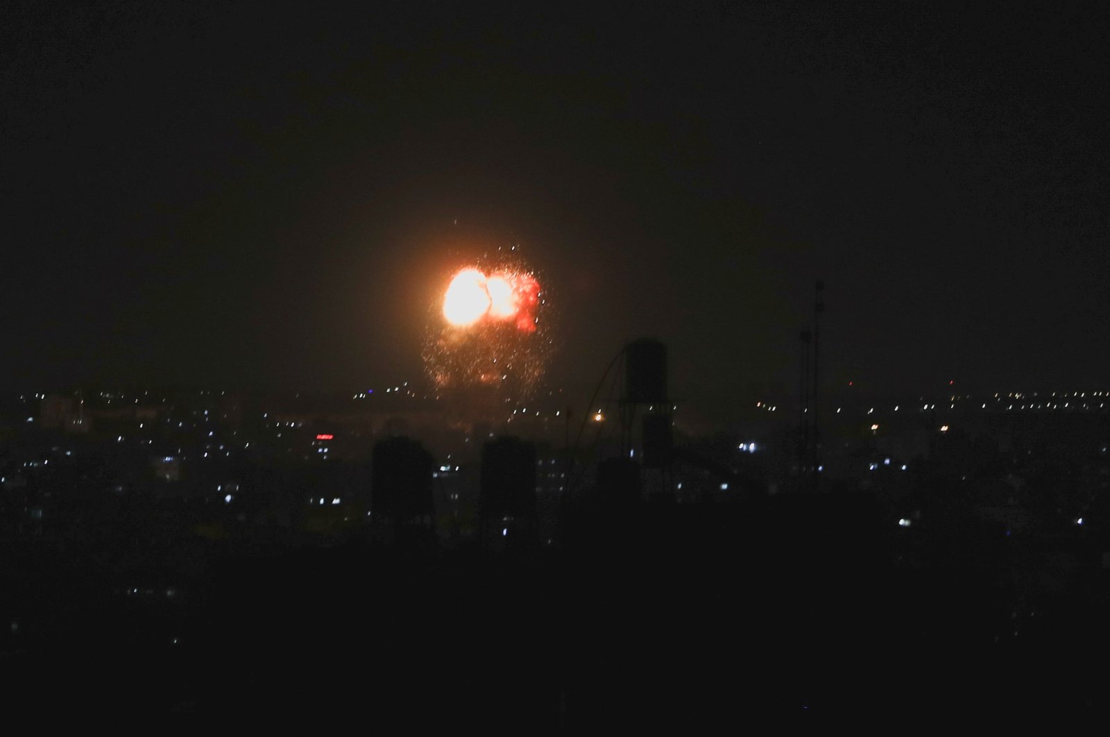 Smoke and flames are seen after an Israeli airstrike in the northern Gaza Strip, Palestine, June 17, 2021. (Reuters Photo)