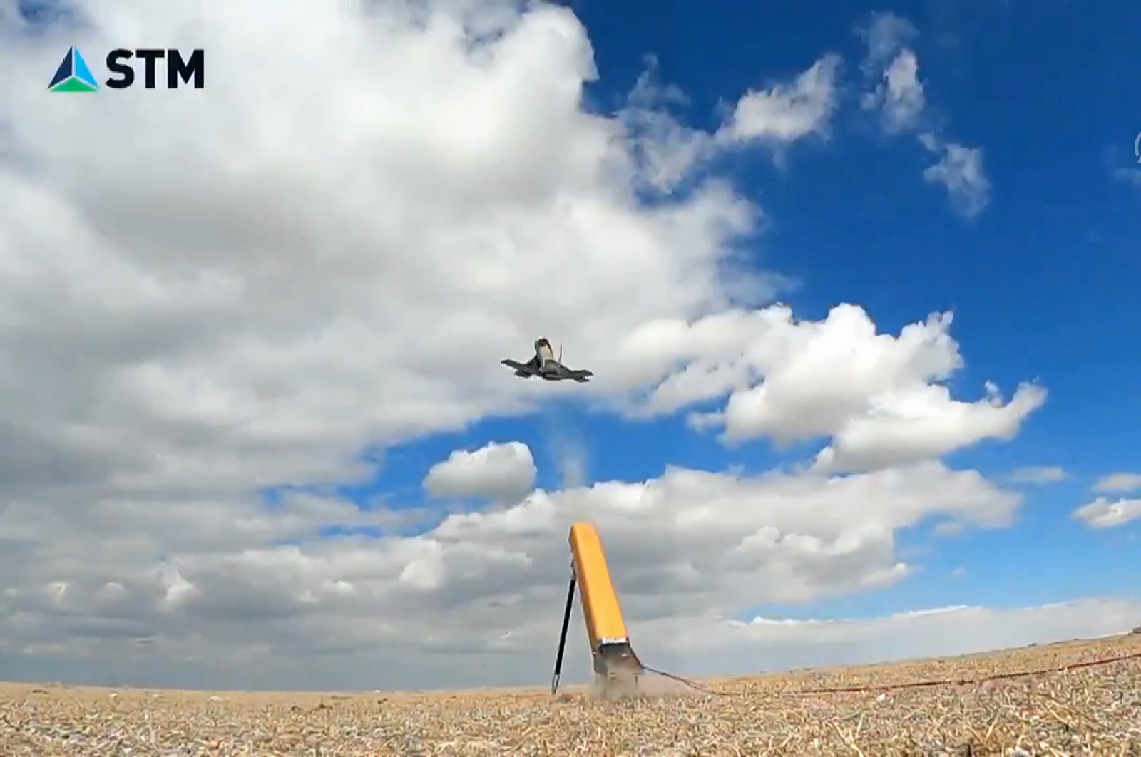 A screengrab from the test firing of the Alpagu shows the drone's launch.