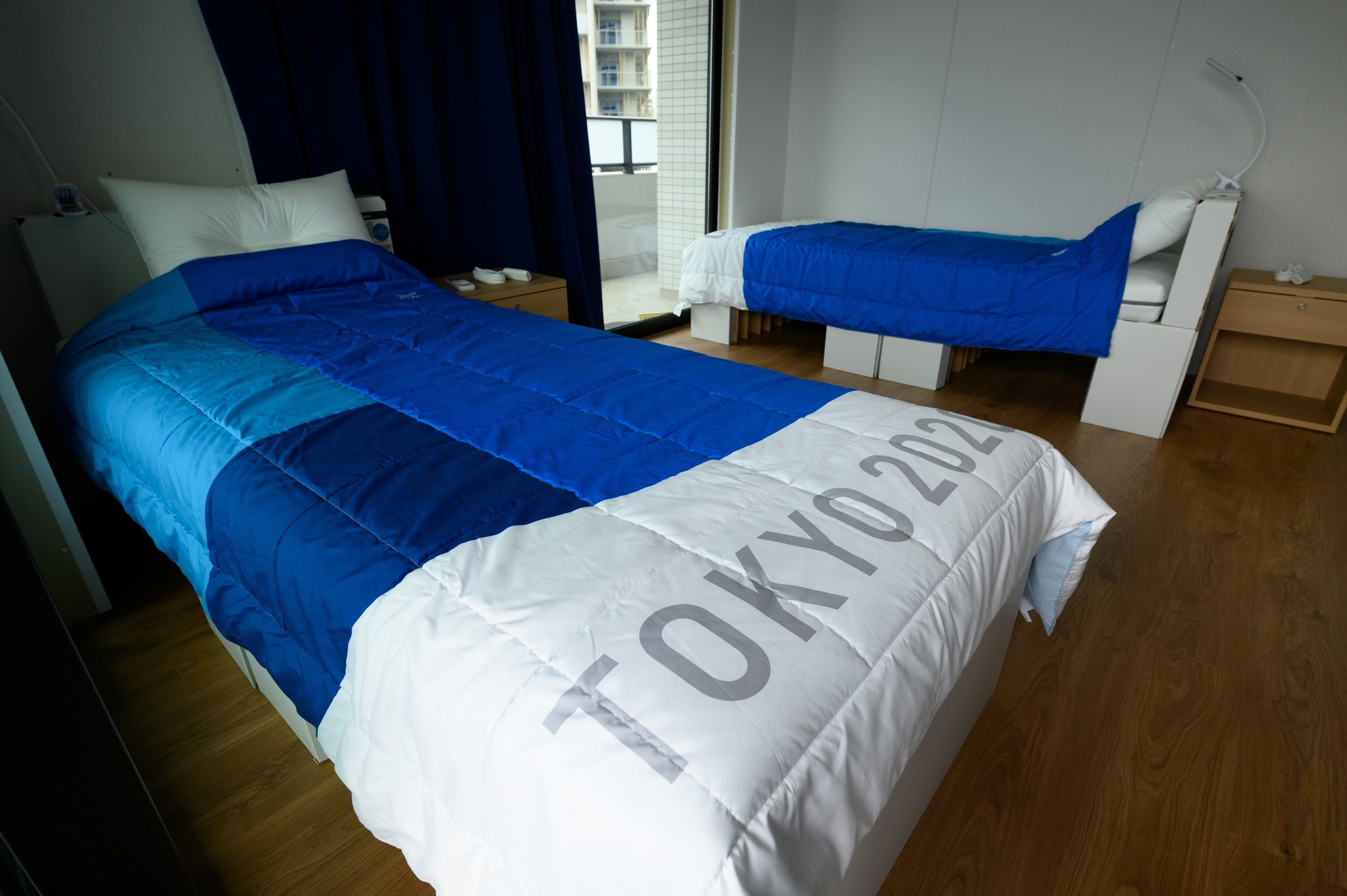 Recyclable cardboard beds and mattresses for athletes at the Olympic and Paralympic Village for the Tokyo 2020 Games, in Tokyo, Japan, June 20, 2021. (Reuters Photo)