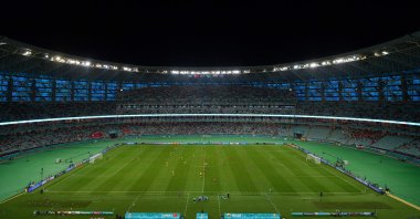 Fans watch the UEFA EURO 2020 Group A football match between Turkey and Wales at Olympic Stadium in Baku, Azerbaijan, June 16, 2021. (AFP Photo)