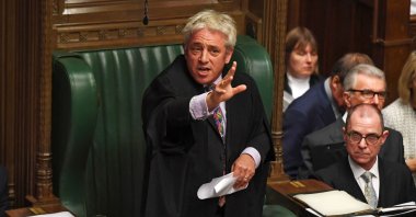 Former U.K. Parliament Speaker John Bercow speaks in the House of Commons in London on the European Union (EU) Withdrawal Act 2018 Motion, London, U.K., Oct. 21, 2019. (Photo by Jessica Taylor/U.K. Parliament via AFP)