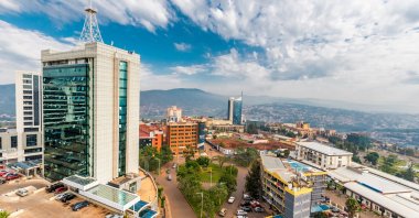 A view looking down on the city center with Pension Plaza in the foreground and Kigali City Tower in the background, Kigali, Rwanda, Sept. 21, 2018. (Shutterstock Photo)