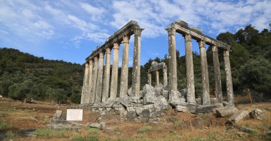 A view from the Temple of Zeus Lepsynos in the ancient city of Euromos, Muğla, southwestern Turkey, June 18, 2021. (AA Photo)
