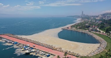 Marine mucilage, or "sea snot," covers parts of the sea in Darıca district, in Kocaeli, northwestern Turkey, June 20, 2021. (AA PHOTO)