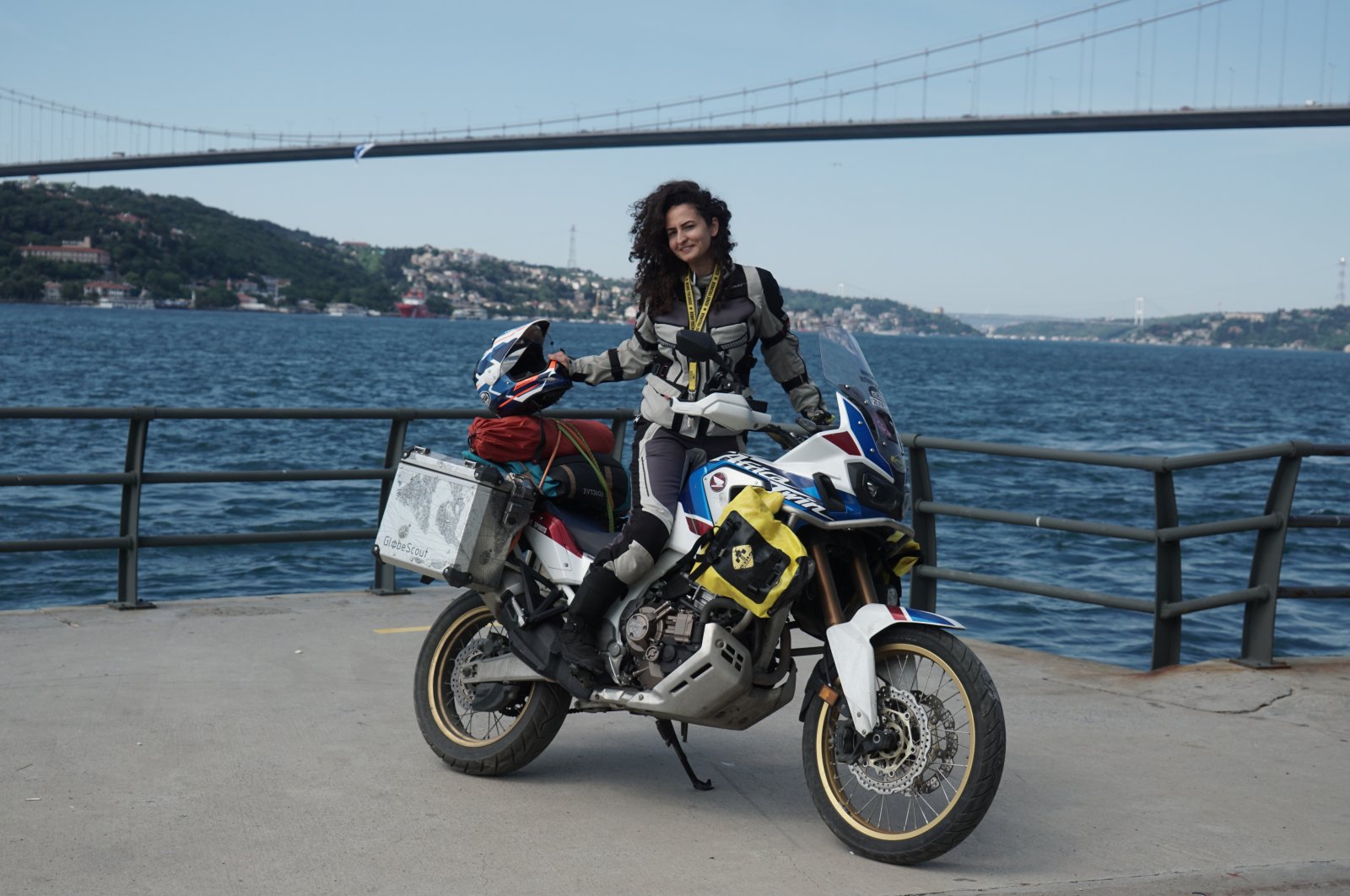 Asil Özbay poses with her motorcycle, in Istanbul, Turkey, June 21, 2021. (AA PHOTO) 