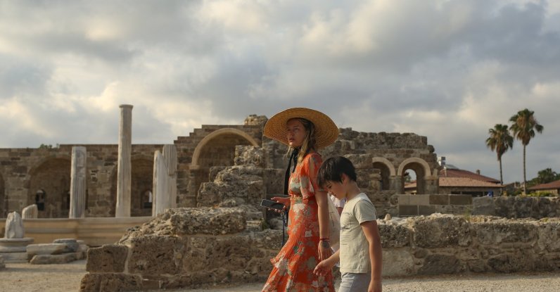 Tourists visit an ancient site in Antalya, Turkey, June 20, 2021. (AP Photo)