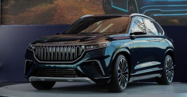 A prototype of Turkey's first electric car is on display at the groundbreaking ceremony for its factory in the Gemlik district of northwestern Bursa province, Turkey, July 18, 2020. (AA Photo)