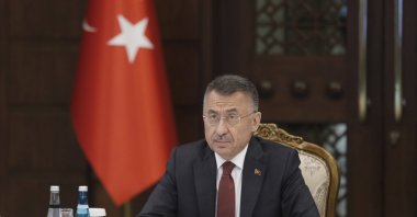 Vice President Fuat Oktay speaks at a press conference in Presidential Complex, Ankara, June 24, 2021. (AA Photo)